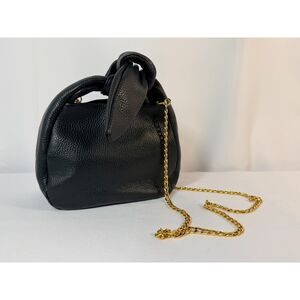 Cuyana Black Pebbled Leather Gold Chain Shoulder Bag Knot Twist Italy Chic Lux